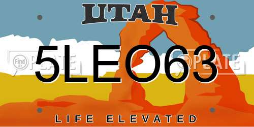5LEO63 Utah License Plate