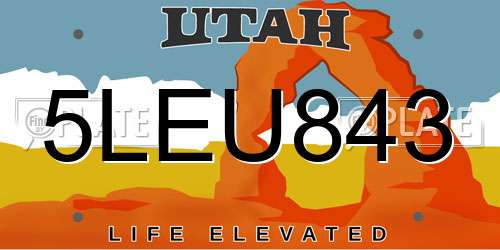 5LEU843 Utah License Plate