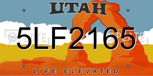 5LF2165 Utah License Plate
