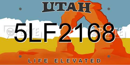 5LF2168 Utah License Plate