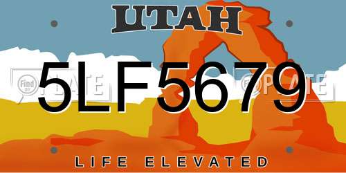 5LF5679 Utah License Plate