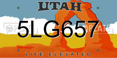 5LG657 Utah License Plate