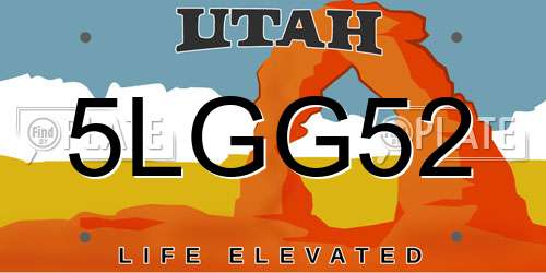 5LGG52 Utah License Plate