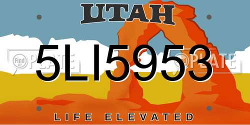 5LI5953 Utah License Plate