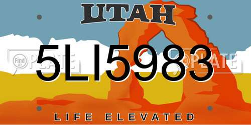 5LI5983 Utah License Plate