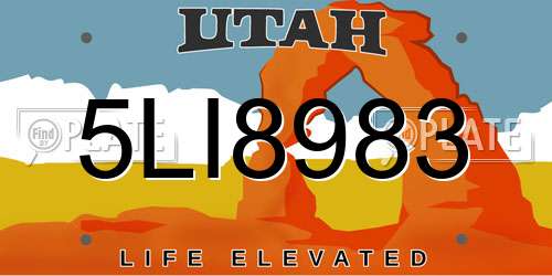 5LI8983 Utah License Plate