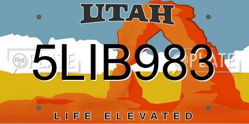 5LIB983 Utah License Plate