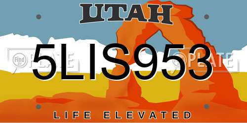 5LIS953 Utah License Plate