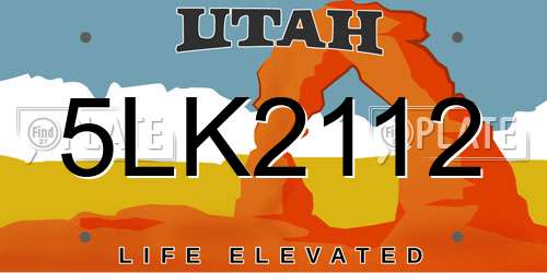 5LK2112 Utah License Plate