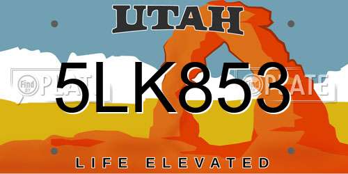 5LK853 Utah License Plate