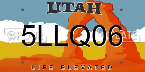 5LLQ06 Utah License Plate