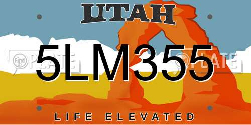 5LM355 Utah License Plate