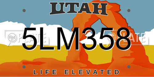 5LM358 Utah License Plate