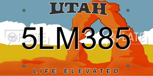 5LM385 Utah License Plate
