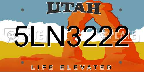 5LN3222 Utah License Plate