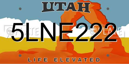 5LNE222 Utah License Plate
