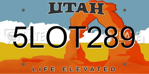 5LOT289 Utah License Plate