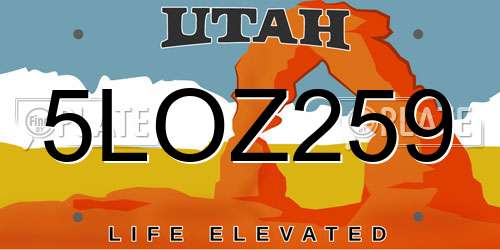 5LOZ259 Utah License Plate