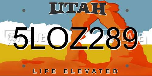 5LOZ289 Utah License Plate