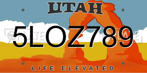 5LOZ789 Utah License Plate