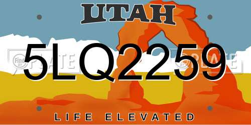 5LQ2259 Utah License Plate