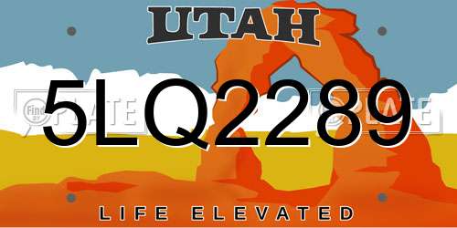 5LQ2289 Utah License Plate