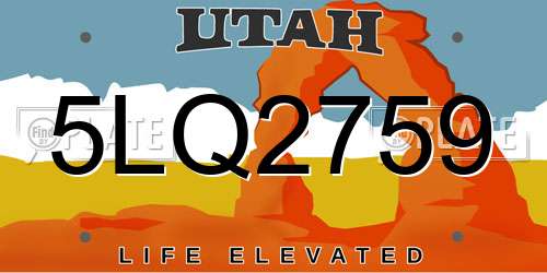 5LQ2759 Utah License Plate