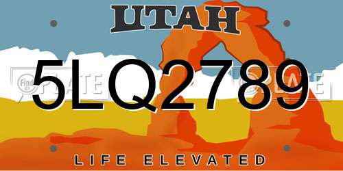 5LQ2789 Utah License Plate