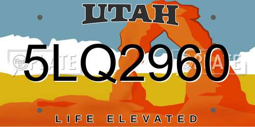 5LQ2960 Utah License Plate