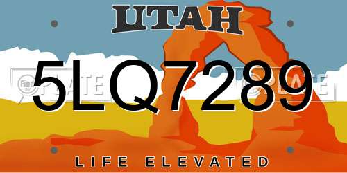 5LQ7289 Utah License Plate