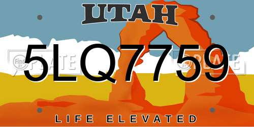 5LQ7759 Utah License Plate