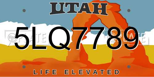 5LQ7789 Utah License Plate