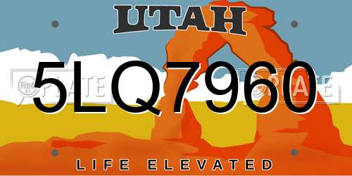 5LQ7960 Utah License Plate