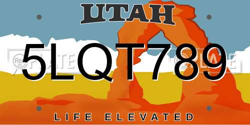 5LQT789 Utah License Plate