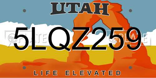 5LQZ259 Utah License Plate