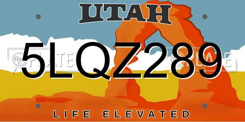 5LQZ289 Utah License Plate