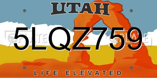 5LQZ759 Utah License Plate