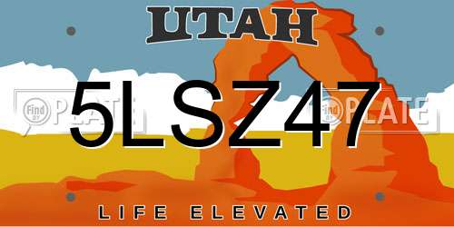 5LSZ47 Utah License Plate