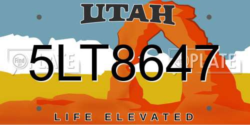 5LT8647 Utah License Plate