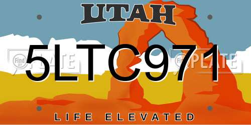 5LTC971 Utah License Plate