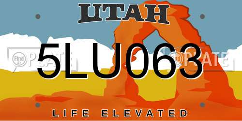 5LU063 Utah License Plate