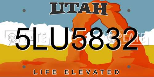 5LU5832 Utah License Plate