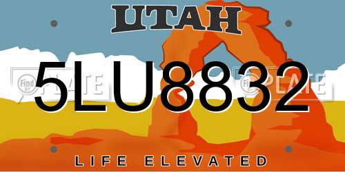 5LU8832 Utah License Plate