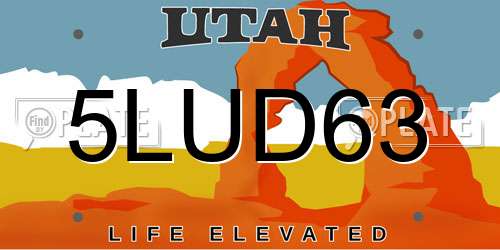5LUD63 Utah License Plate
