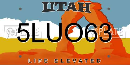 5LUO63 Utah License Plate