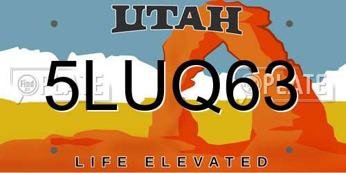 5LUQ63 Utah License Plate