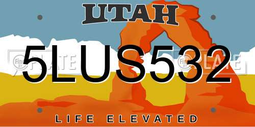 5LUS532 Utah License Plate