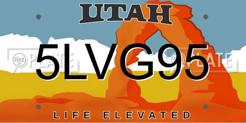 5LVG95 Utah License Plate