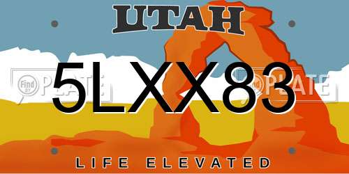 5LXX83 Utah License Plate