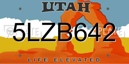 5LZB642 Utah License Plate
